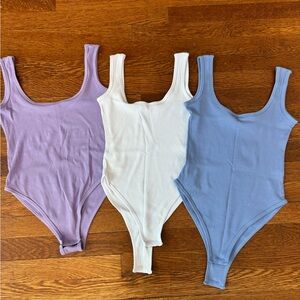 Set of 3 Ribbed Tank Top Bodysuits